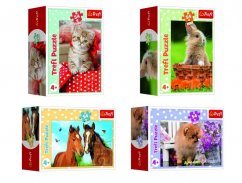 Minipuzzle 54 piezas Animales - cachorros 4 especies