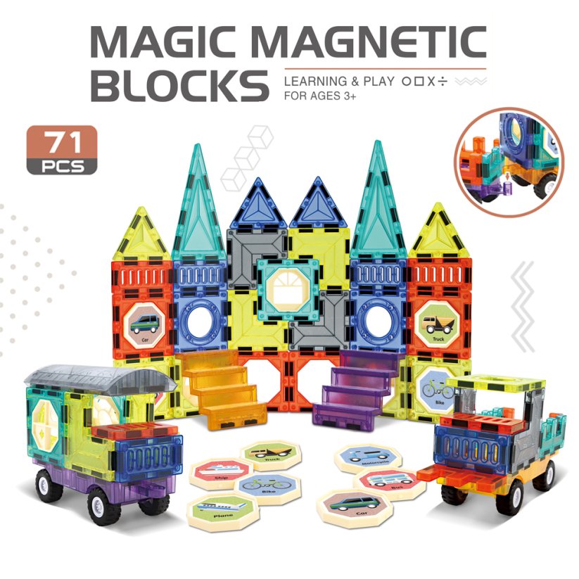 Magnetická stavebnice Nákladní auta 71 ks