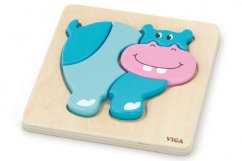 Puzzle de madera para los más pequeños - hipopótamo
