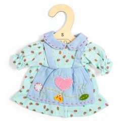 Rochie albastră cu căpșuni Bigjigs Toys pentru păpușă 28 cm