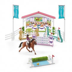 Schleich 42440 Hippodrome de tournoi avec chevaux et infirmières avec articulations mobiles
