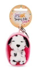 NICI breloc de chei Câine de dormit 8cm Dalmațian, coș roz deschis