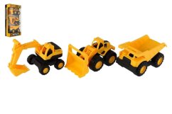 Auto stavební 3ks plast 12cm na volný chod v krabičce