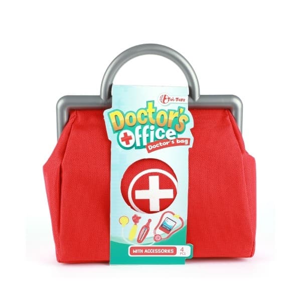 Set docteur/médecin en plastique 5pcs dans un sac en tissu