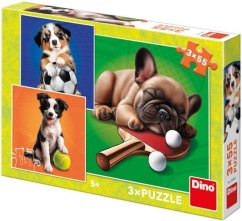 Dino Puzzle Câine sportivi 3x55 piese
