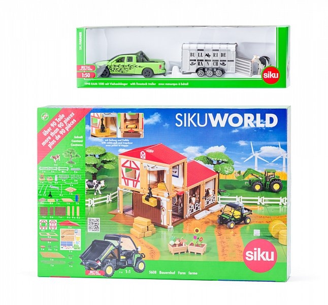 SIKU World Farm z samochodem do przewozu bydła