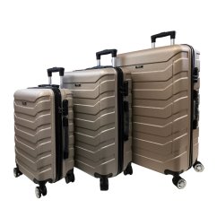 Bavy Valiză de călătorie cu carcasă Ribs Gold bej - set de 3 bucăți