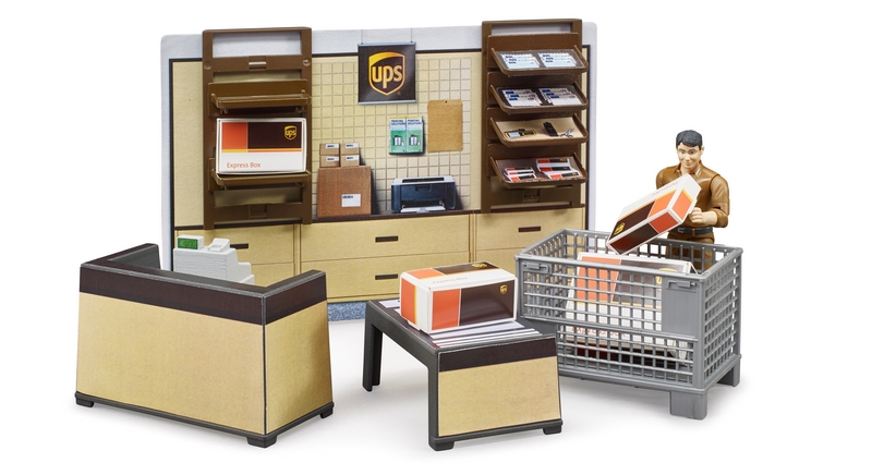 Bruder 62250 BWORLD Pobočka přepravce UPS s figurkou