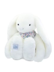 Doudou Plyšový biely králik so šatkou 50 cm