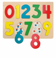 Woody Puzzle na doske Čísla s beruškami