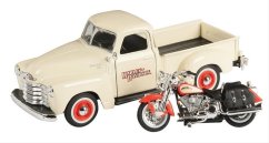 Maisto - Harley-Davidson Custom, 1950 Chevrolet 3100 Pickup + 2001 FLSTS Heritage Springer, 1:24