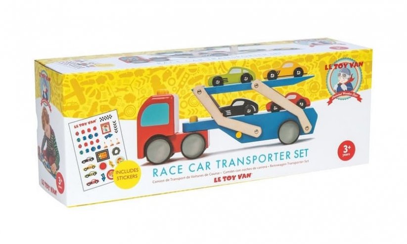 Le Toy Van Traktor z samochodami wyścigowymi