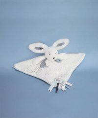 Doudou Dárková sada modrá - králíček s čtvercovou dečkou 25 cm