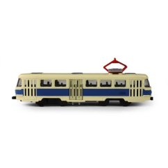 Kovová česká retro tramvaj modrá 16 cm-otevírací dveře