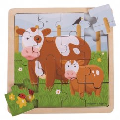 Puzzle Bigjigs Toys - Krava a teľa