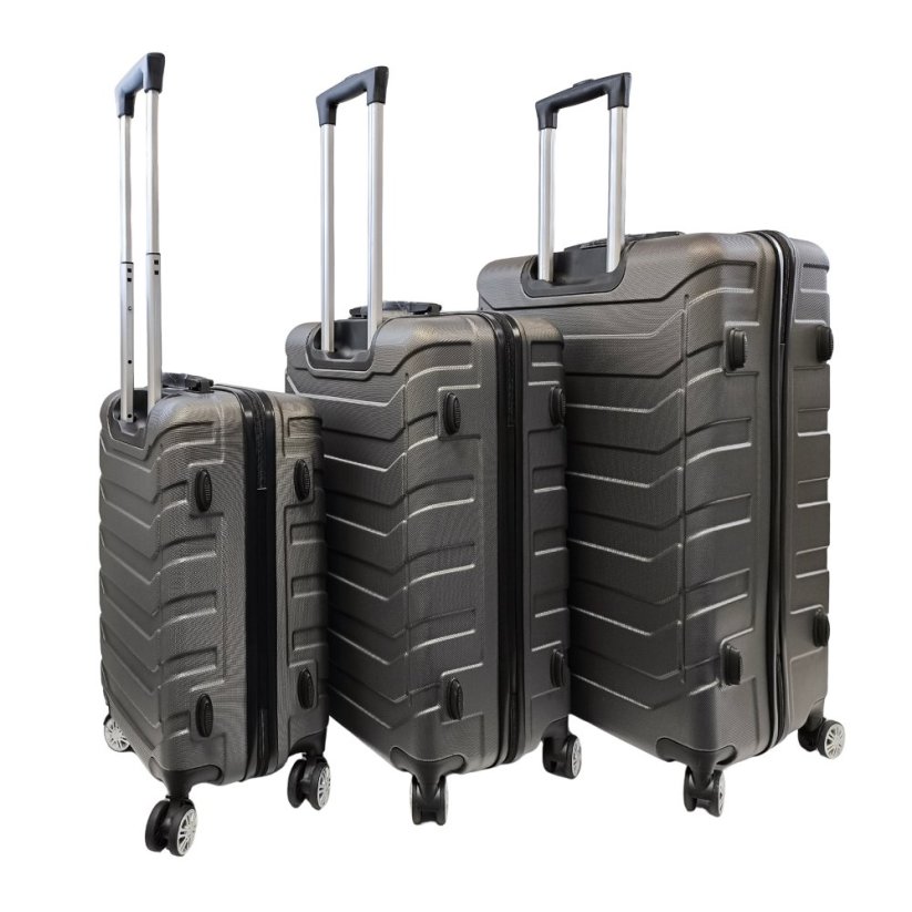 Bavy Cestovní kufr skořepinový Ribs Dark grey - set 3 ks