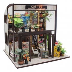Két gyermek miniatűr ház kávézó