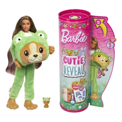 Barbie CUTIE REVEAL BARBIE V KOSTÝMU - PEJSEK V ZELENÉM KOSTÝMU ŽABKY