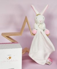 Doudou Dárková sada - Plyšový králíček s muchláčkem 10 cm ružová