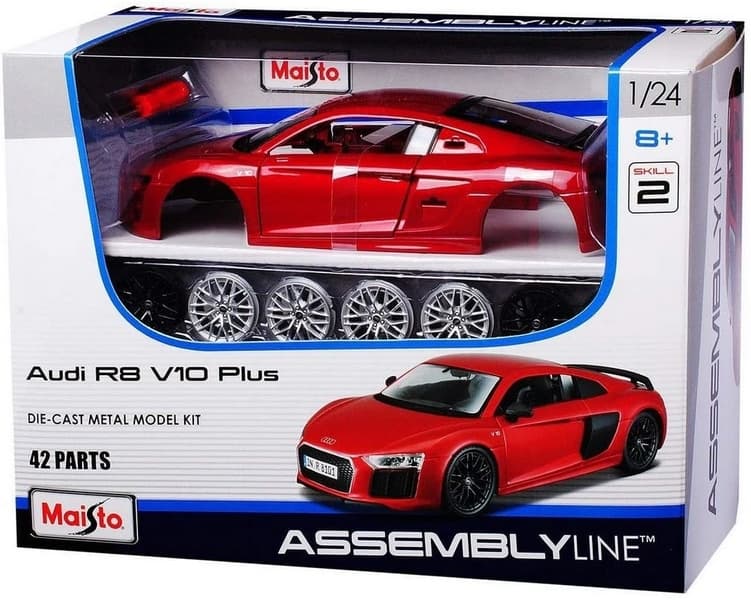 Maisto - Audi R8 V10 Plus, rouge métal, chaîne de montage, 1:24