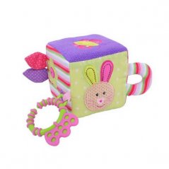 Bigjigs Detská textilná motorická kocka - Bella Rabbit
