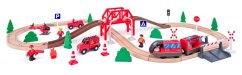 Woody Pistă de tren cu motor electric, pompieri, 60 piese
