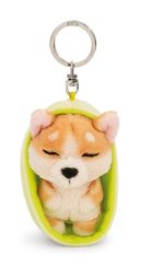 NICI Kulcstartó alvó kutya Welsh Corgi 12 cm, világoszöld kosár, ZÖLD