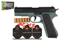 Pistole na pěnové náboje 19cm + terče 3ks, náboje 6ks