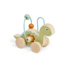 Bigjigs Toys Diplodocus pe roți cu labirint din mărgele