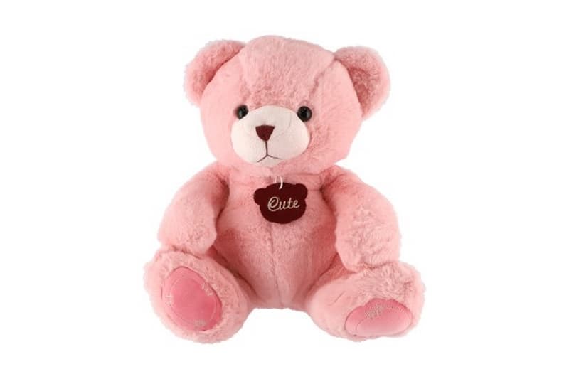 Medveď sediaci plyšový 40cm ružový vo vrecku