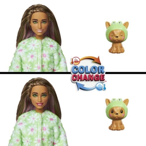Barbie CUTIE REVEAL BARBIE V KOSTÝMU - PEJSEK V ZELENÉM KOSTÝMU ŽABKY