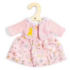 Bigjigs Toys Šaty s motívom prírody a ružový svetrík pre bábiku 34 cm
