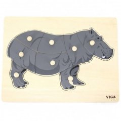 Puzzle Montessori en bois - hippopotame