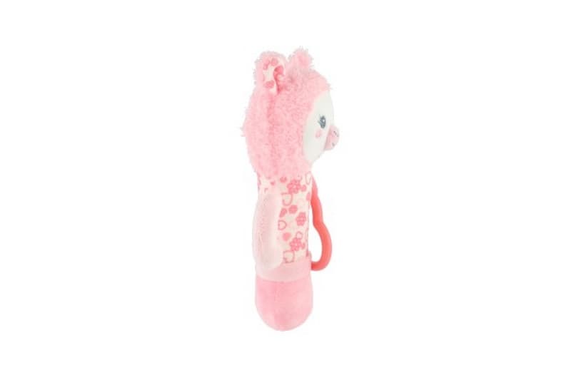 Píšťalka/hračka lama plyšová ružová na karte v taške