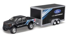 Maisto - Design Tow &amp; Go, 2021 Ford F-150 SVT Raptor autószállító pótkocsi, 1:64