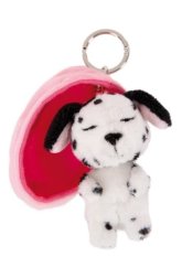 NICI prívesok na kľúče Spiaci pes 8cm dalmatín, košík svetloružový