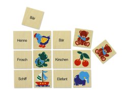 Jeu de mémoire d'images avec texte en allemand
