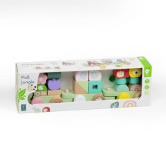 Dřevěný tahací vláček jungle 27 ks