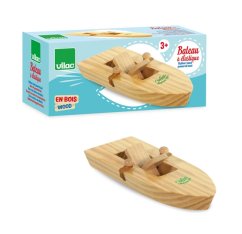 Vilac Bateau en bois à propulsion par caoutchouc