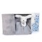 Ensemble cadeau Doudou Happy Rabbit couverture et snood bleu-gris