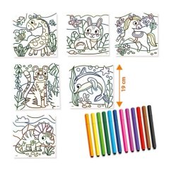 Coloriage d'animaux par numéros avec des feutres à poignées triangulaires