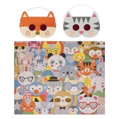 Petit Collage Puzzle animaux 100 pièces avec lunettes 3D