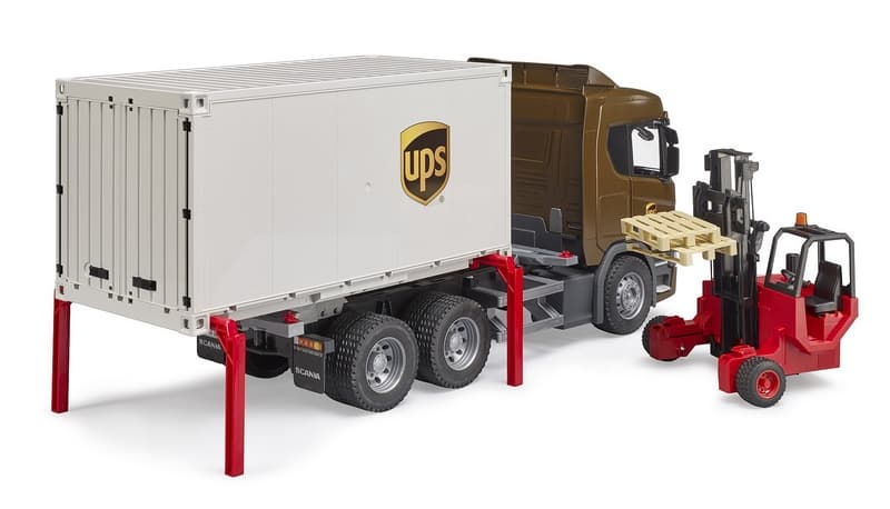 Bruder 3582 Logistická Scania UPS s vysokozdvižným vozíkem