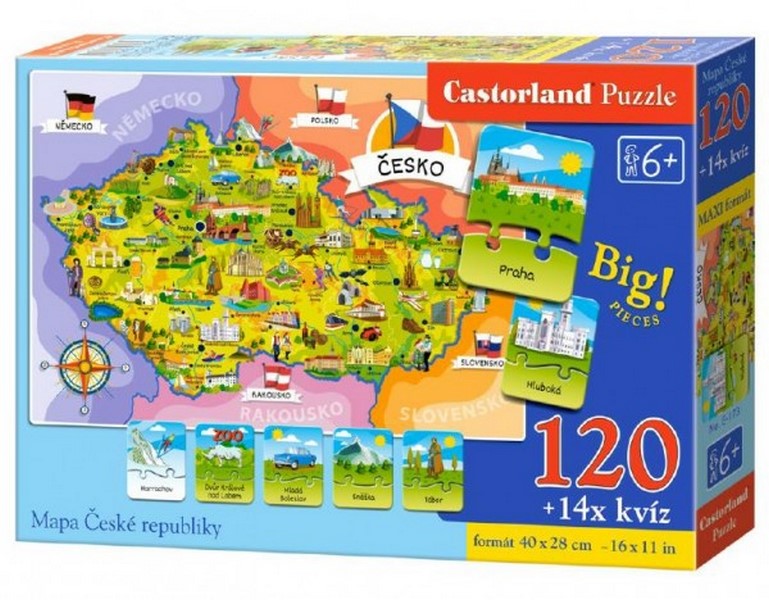 Puzzle Mappa della Repubblica Ceca 120 pezzi + 14 quiz educativi