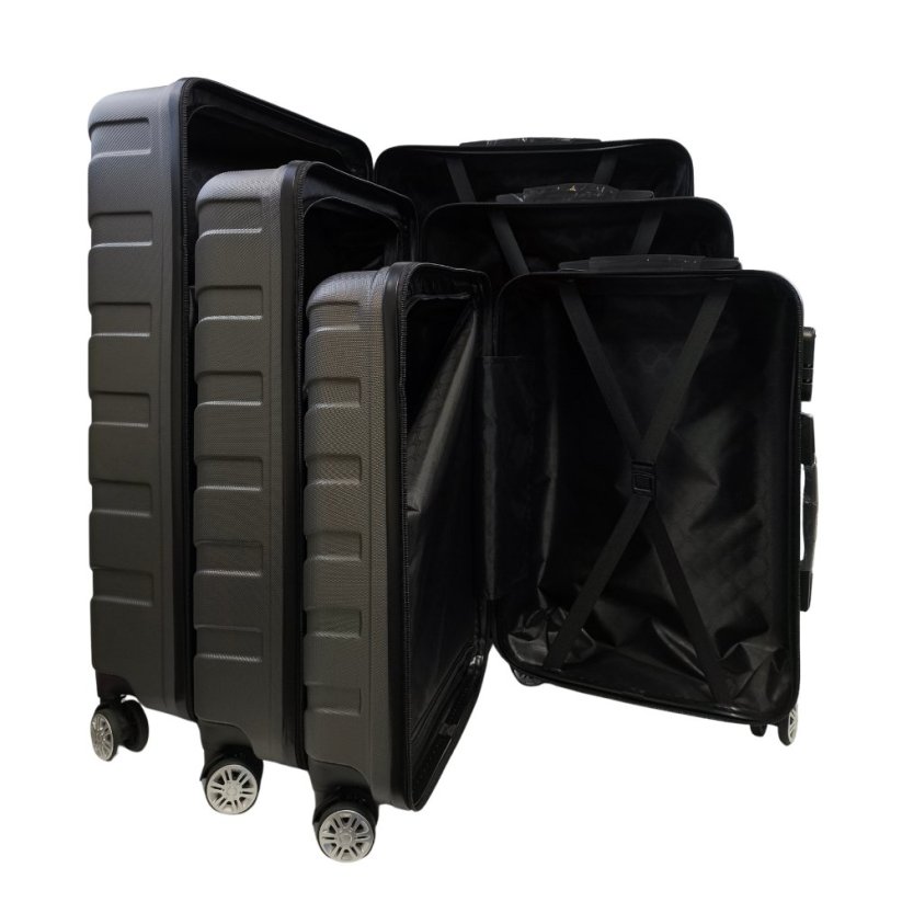 Bavy Cestovní kufr skořepinový Ribs Dark grey - set 3 ks