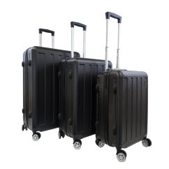 Bavy Valiză de călătorie cu carcasă rigidă Stripes Black - set de 3 bucăți