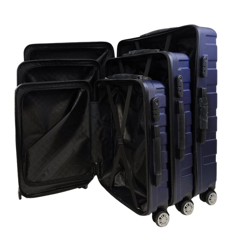 Bavy Cestovní kufr skořepinový Ribs Navy - set 3 ks