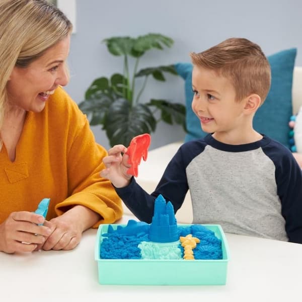 Kinetic sand krabice tekutého písku s podložkou modrá barva