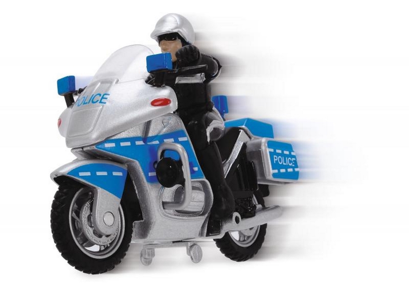 Moto de police 10 cm avec accessoires.
