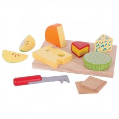 Bigjigs Toys - Ensemble de nourriture en bois et fromage sur plateau